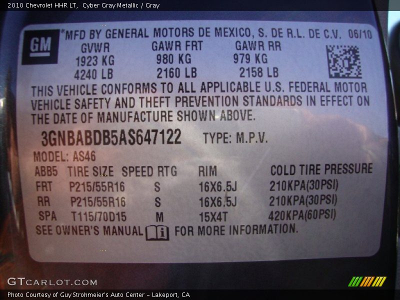 Cyber Gray Metallic / Gray 2010 Chevrolet HHR LT