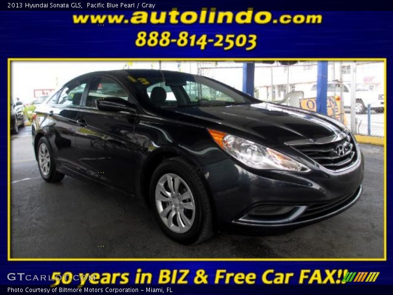 Pacific Blue Pearl / Gray 2013 Hyundai Sonata GLS