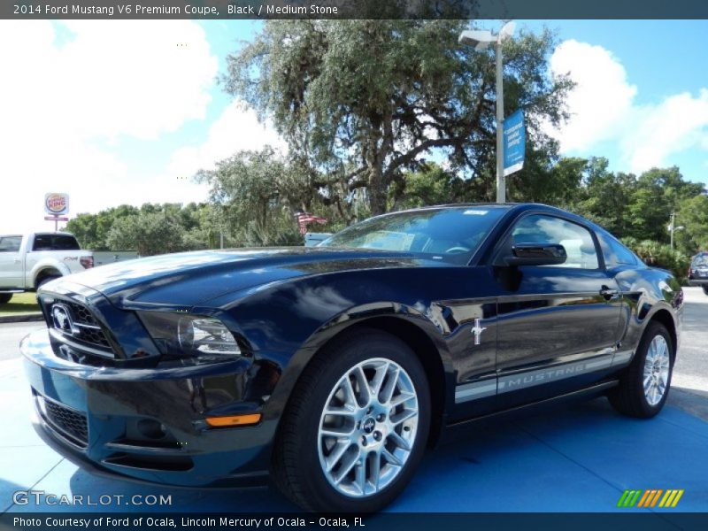 Black / Medium Stone 2014 Ford Mustang V6 Premium Coupe