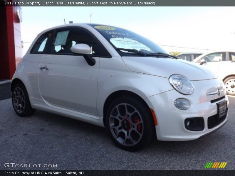 Bianco Perla (Pearl White) / Sport Tessuto Nero/Nero (Black/Black) 2012 Fiat 500 Sport