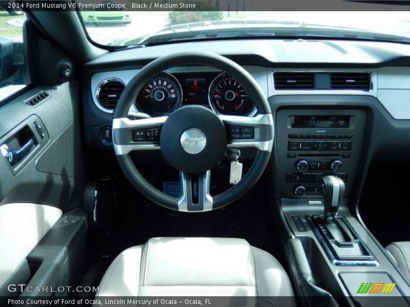 Black / Medium Stone 2014 Ford Mustang V6 Premium Coupe