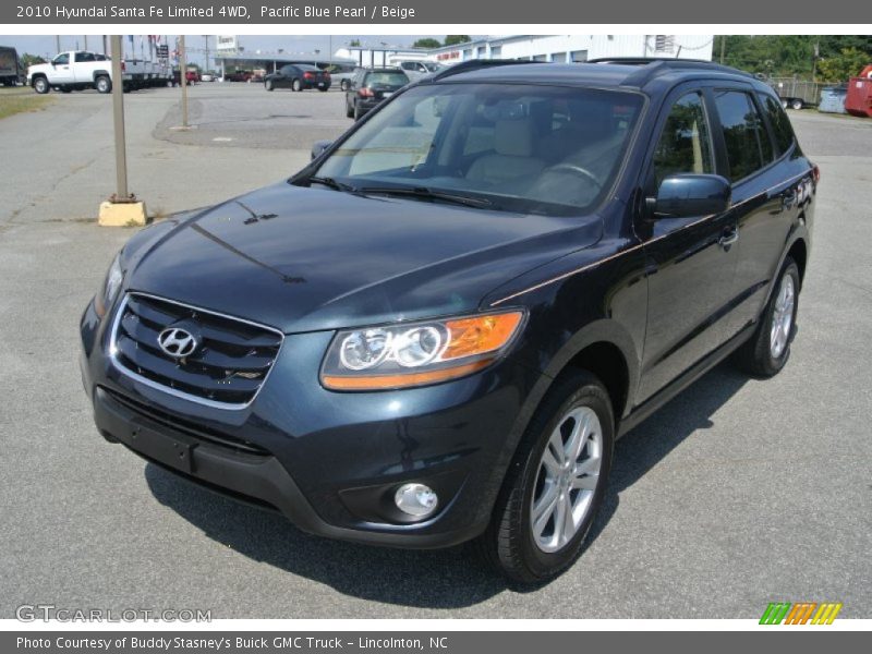 Pacific Blue Pearl / Beige 2010 Hyundai Santa Fe Limited 4WD