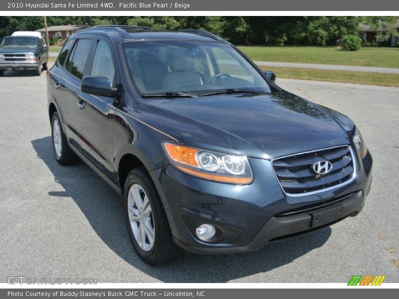 Pacific Blue Pearl / Beige 2010 Hyundai Santa Fe Limited 4WD