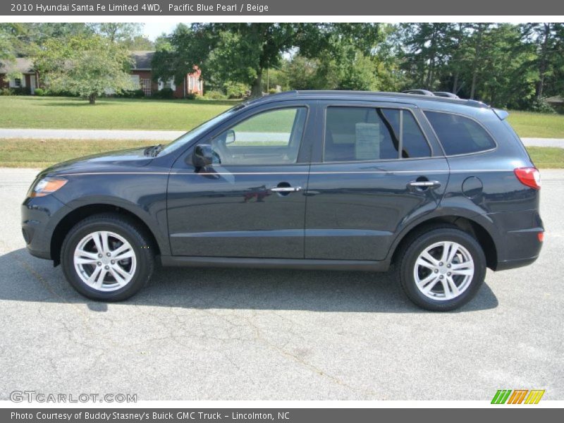 Pacific Blue Pearl / Beige 2010 Hyundai Santa Fe Limited 4WD