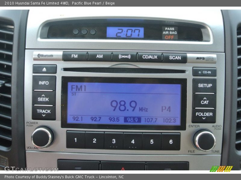 Pacific Blue Pearl / Beige 2010 Hyundai Santa Fe Limited 4WD