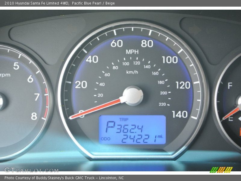 Pacific Blue Pearl / Beige 2010 Hyundai Santa Fe Limited 4WD