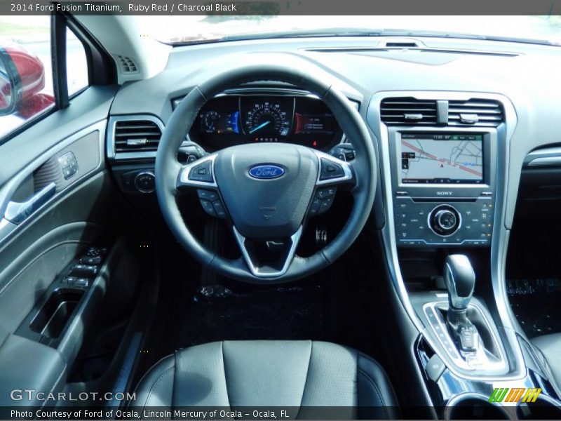 Ruby Red / Charcoal Black 2014 Ford Fusion Titanium