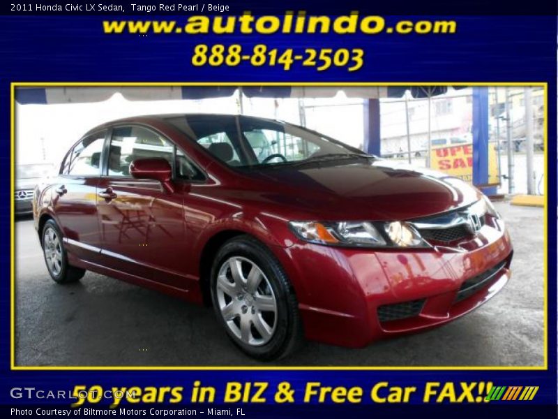 Tango Red Pearl / Beige 2011 Honda Civic LX Sedan