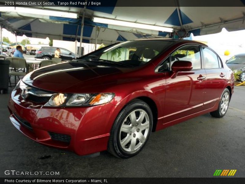 Tango Red Pearl / Beige 2011 Honda Civic LX Sedan