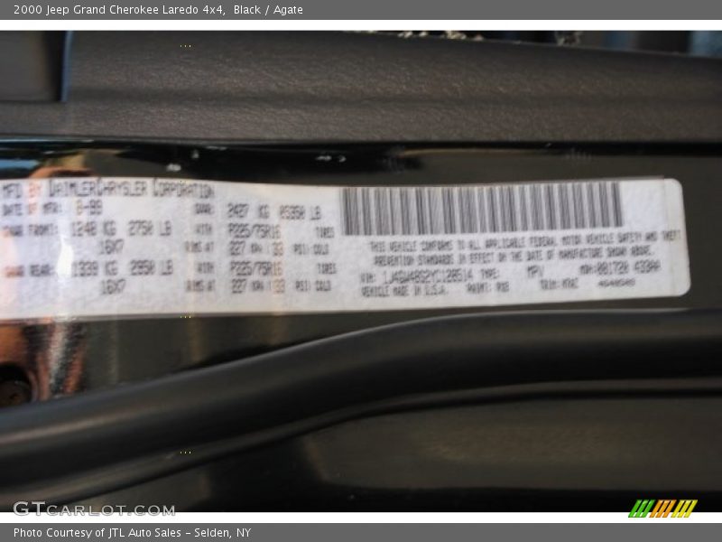 Black / Agate 2000 Jeep Grand Cherokee Laredo 4x4