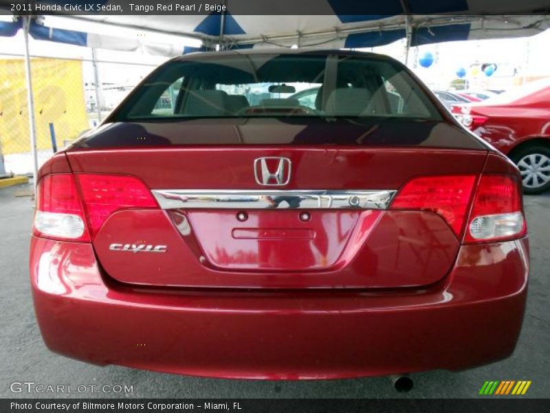 Tango Red Pearl / Beige 2011 Honda Civic LX Sedan