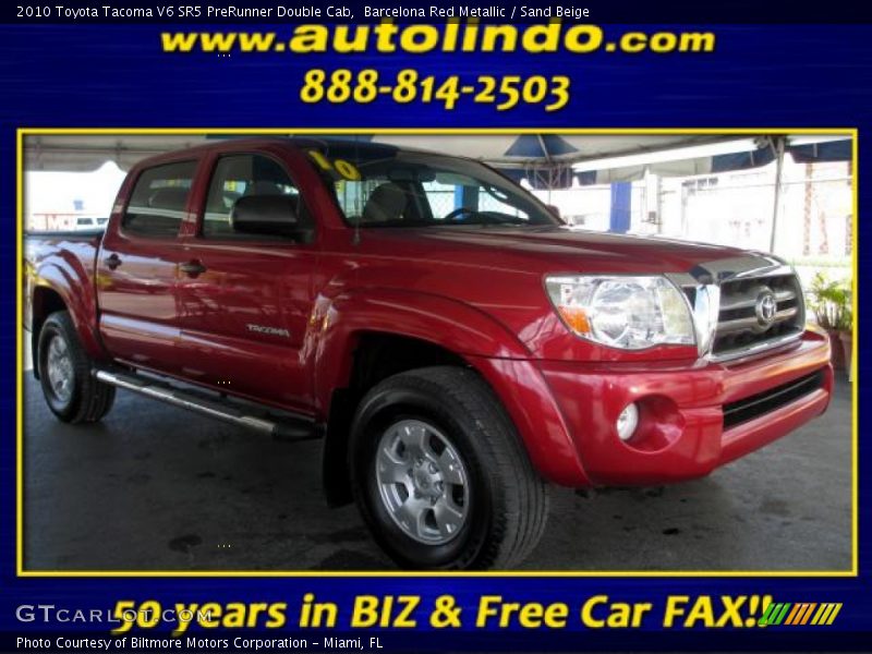 Barcelona Red Metallic / Sand Beige 2010 Toyota Tacoma V6 SR5 PreRunner Double Cab