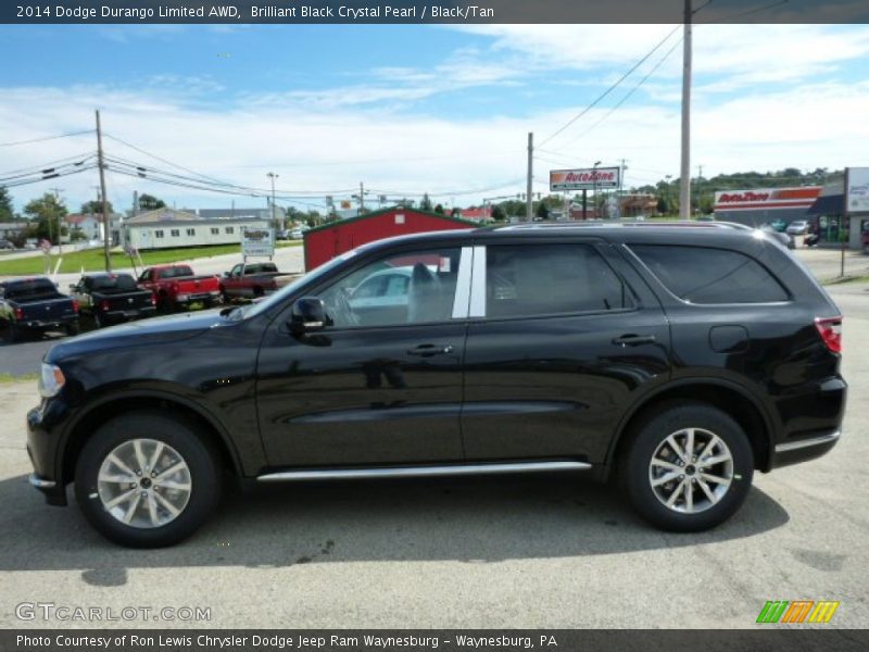 Brilliant Black Crystal Pearl / Black/Tan 2014 Dodge Durango Limited AWD