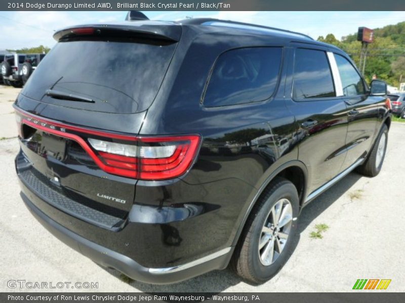 Brilliant Black Crystal Pearl / Black/Tan 2014 Dodge Durango Limited AWD
