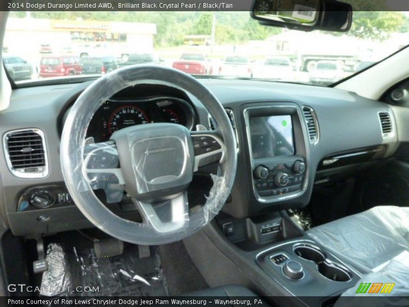 Brilliant Black Crystal Pearl / Black/Tan 2014 Dodge Durango Limited AWD