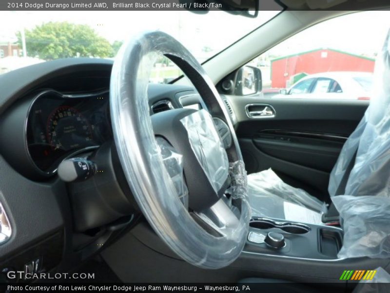 Brilliant Black Crystal Pearl / Black/Tan 2014 Dodge Durango Limited AWD