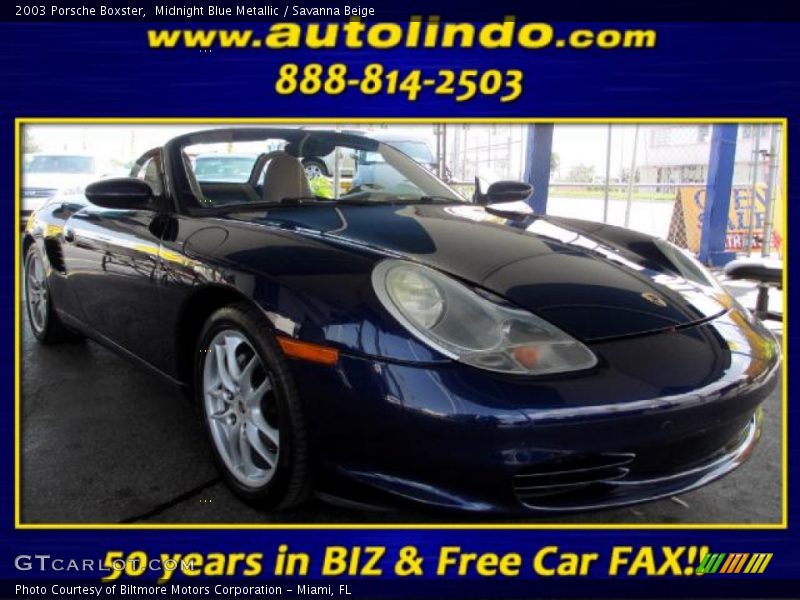 Midnight Blue Metallic / Savanna Beige 2003 Porsche Boxster