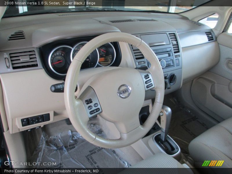 Super Black / Beige 2008 Nissan Versa 1.8 SL Sedan