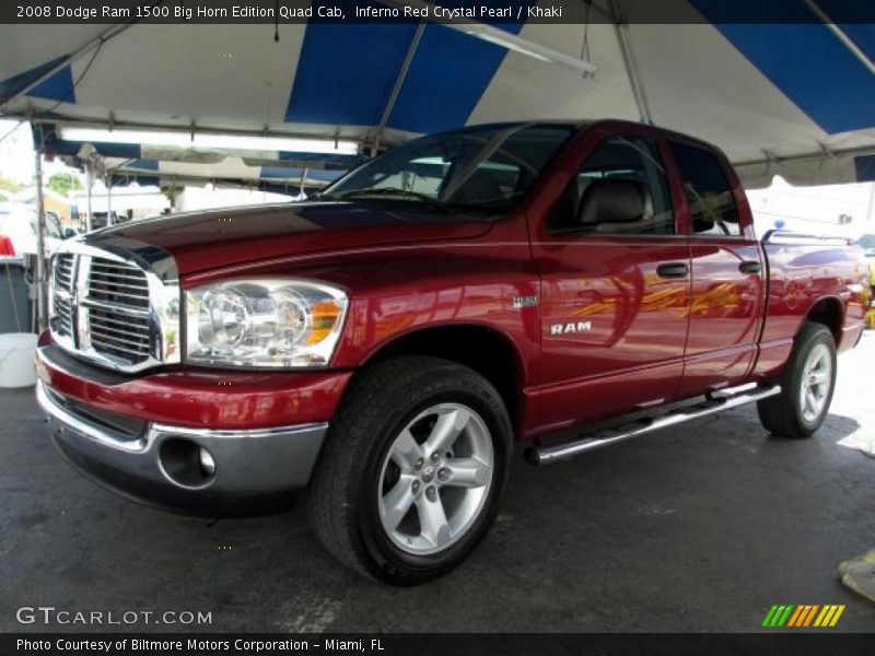 Inferno Red Crystal Pearl / Khaki 2008 Dodge Ram 1500 Big Horn Edition Quad Cab