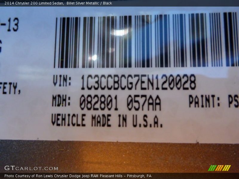 Billet Silver Metallic / Black 2014 Chrysler 200 Limited Sedan