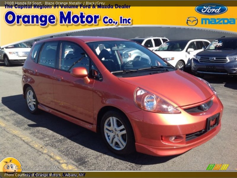 Blaze Orange Metallic / Black/Grey 2008 Honda Fit Sport