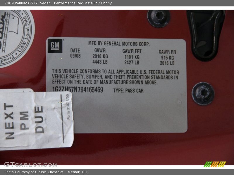 Performance Red Metallic / Ebony 2009 Pontiac G6 GT Sedan