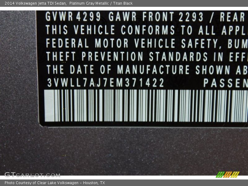 Platinum Gray Metallic / Titan Black 2014 Volkswagen Jetta TDI Sedan