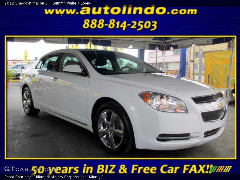 Summit White / Ebony 2012 Chevrolet Malibu LT