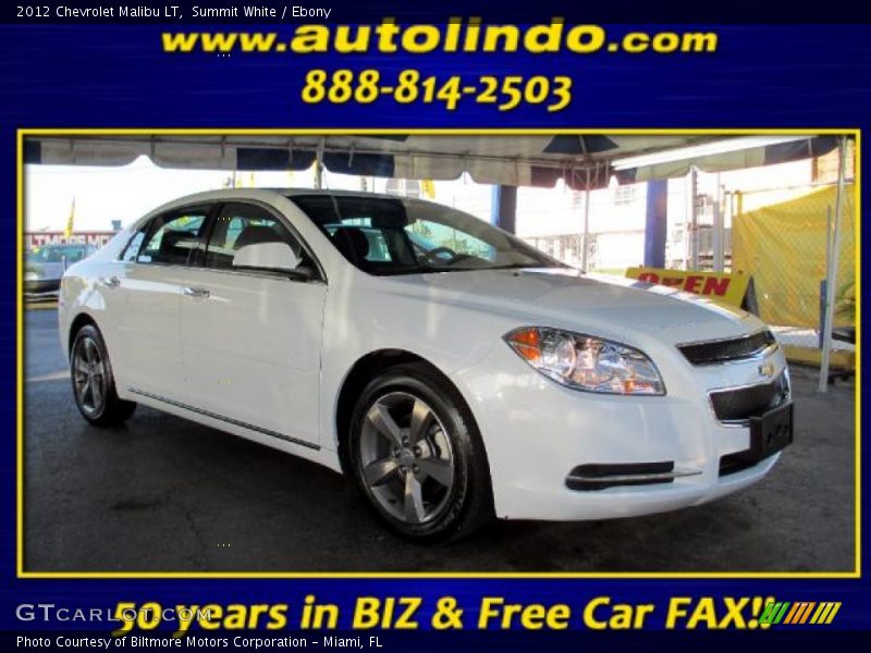 Summit White / Ebony 2012 Chevrolet Malibu LT