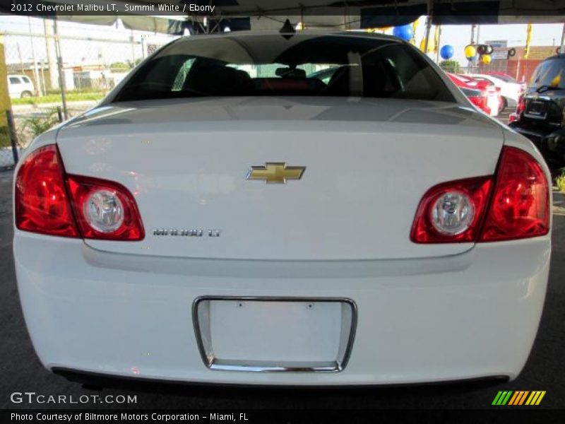 Summit White / Ebony 2012 Chevrolet Malibu LT
