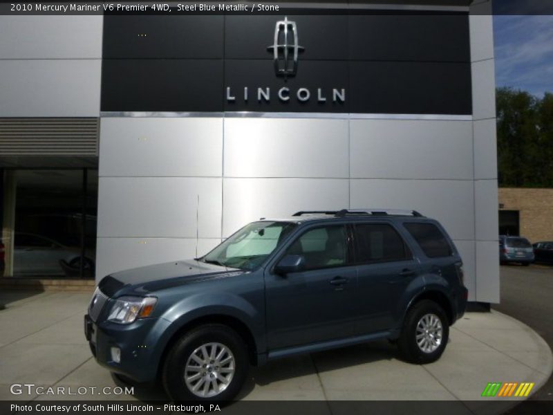 Steel Blue Metallic / Stone 2010 Mercury Mariner V6 Premier 4WD