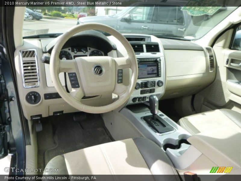 Steel Blue Metallic / Stone 2010 Mercury Mariner V6 Premier 4WD
