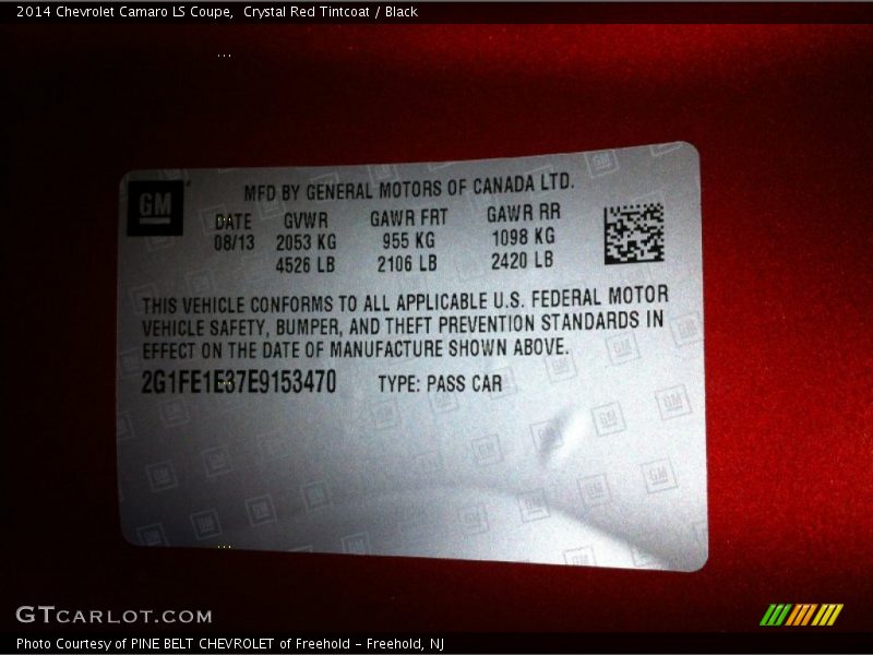 Crystal Red Tintcoat / Black 2014 Chevrolet Camaro LS Coupe