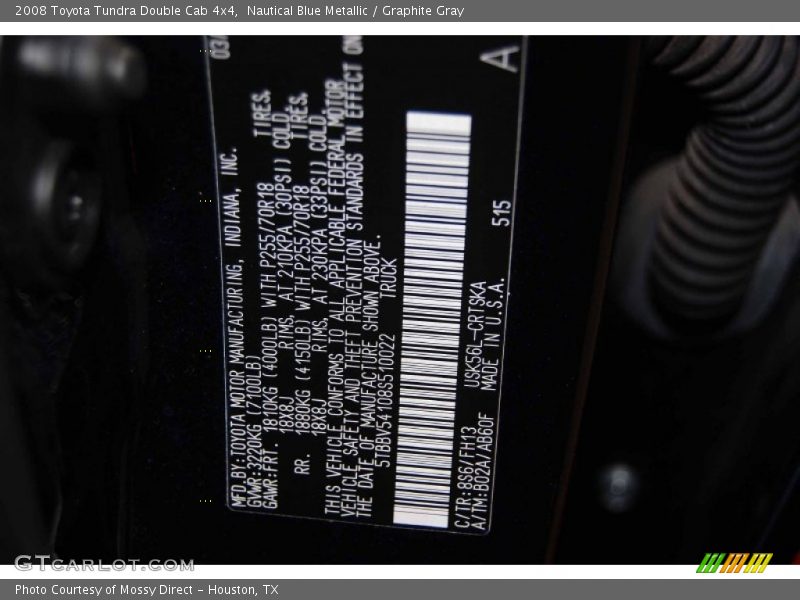 Nautical Blue Metallic / Graphite Gray 2008 Toyota Tundra Double Cab 4x4