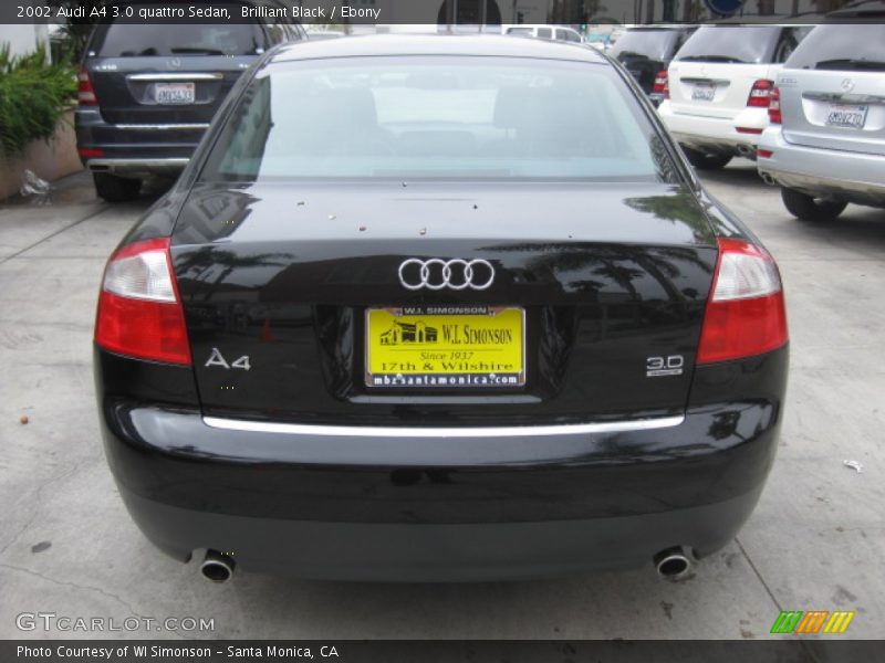 Brilliant Black / Ebony 2002 Audi A4 3.0 quattro Sedan