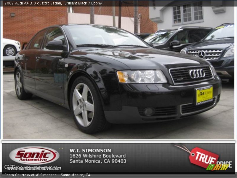 Brilliant Black / Ebony 2002 Audi A4 3.0 quattro Sedan