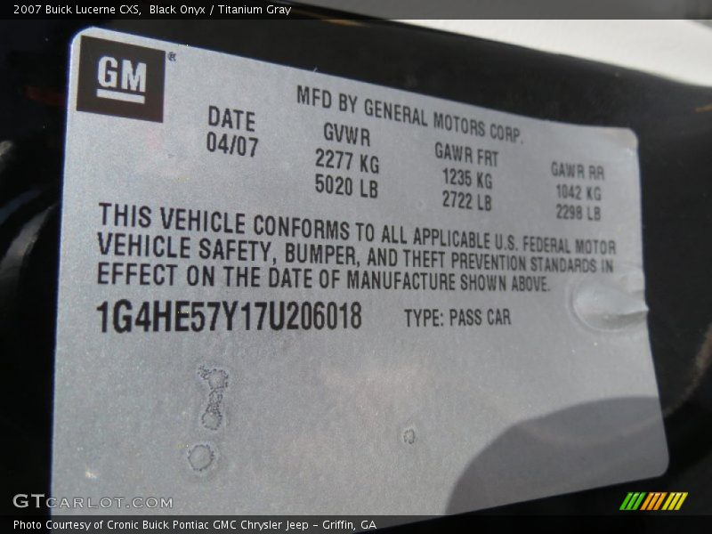 Black Onyx / Titanium Gray 2007 Buick Lucerne CXS
