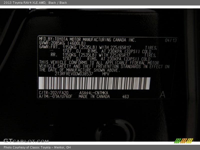 Black / Black 2013 Toyota RAV4 XLE AWD