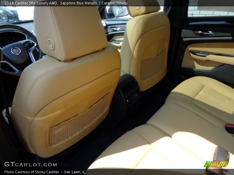 Sapphire Blue Metallic / Caramel/Ebony 2014 Cadillac SRX Luxury AWD