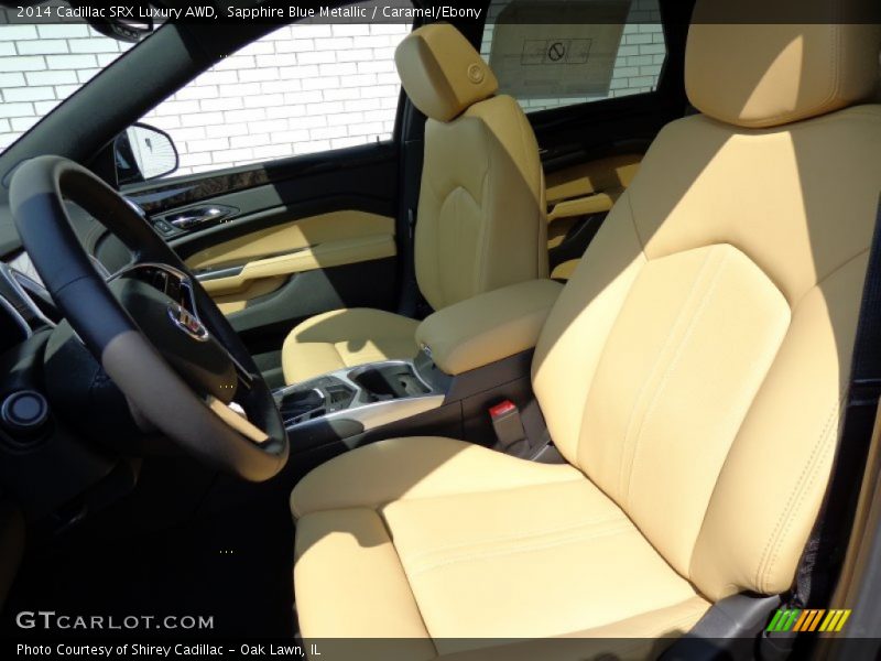 Sapphire Blue Metallic / Caramel/Ebony 2014 Cadillac SRX Luxury AWD
