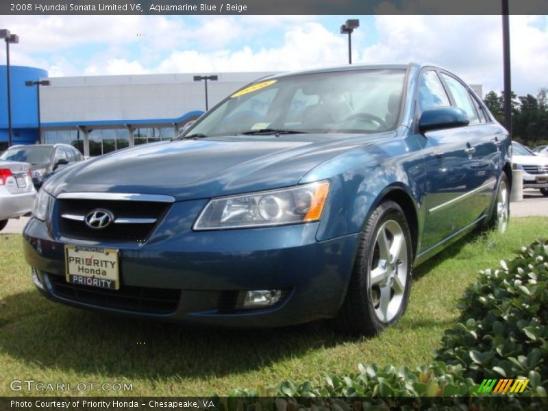 Aquamarine Blue / Beige 2008 Hyundai Sonata Limited V6