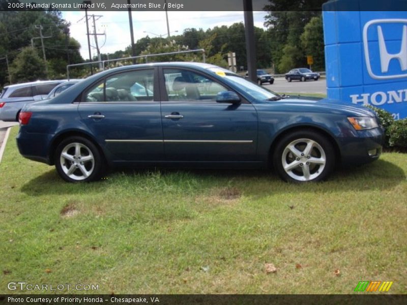 Aquamarine Blue / Beige 2008 Hyundai Sonata Limited V6