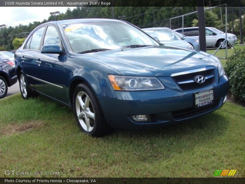 Aquamarine Blue / Beige 2008 Hyundai Sonata Limited V6