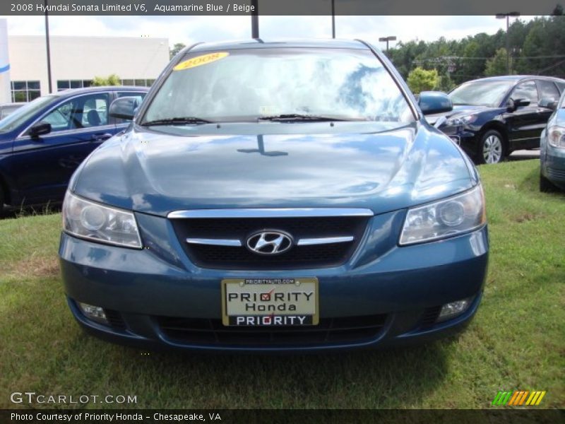 Aquamarine Blue / Beige 2008 Hyundai Sonata Limited V6