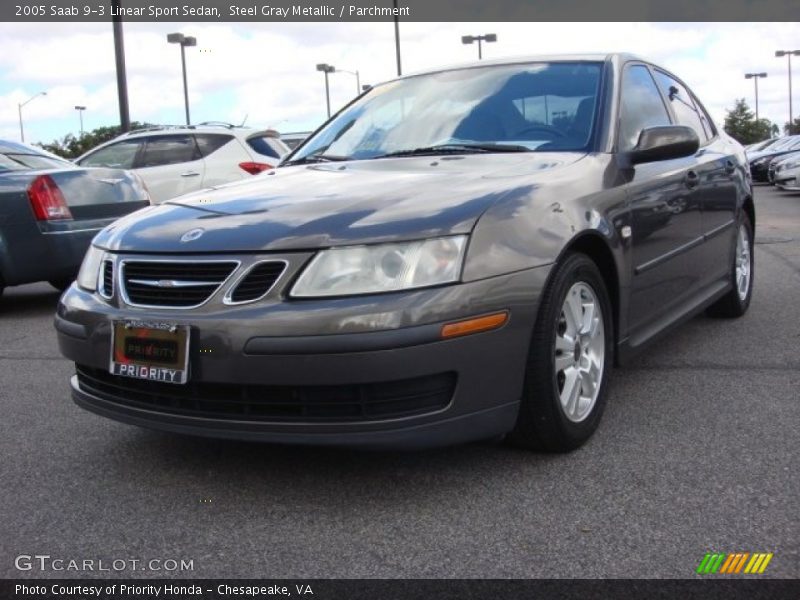 Steel Gray Metallic / Parchment 2005 Saab 9-3 Linear Sport Sedan