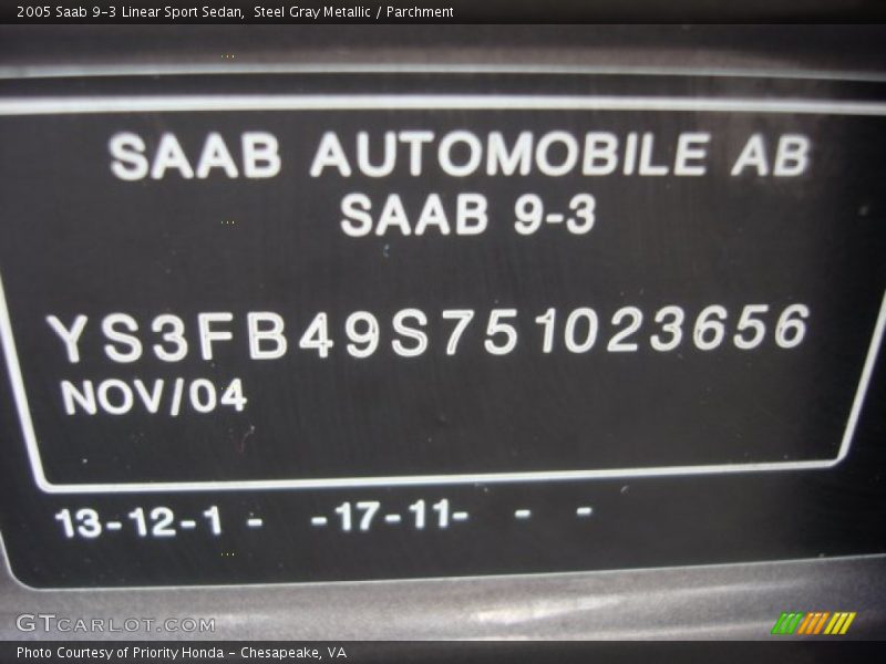 Steel Gray Metallic / Parchment 2005 Saab 9-3 Linear Sport Sedan