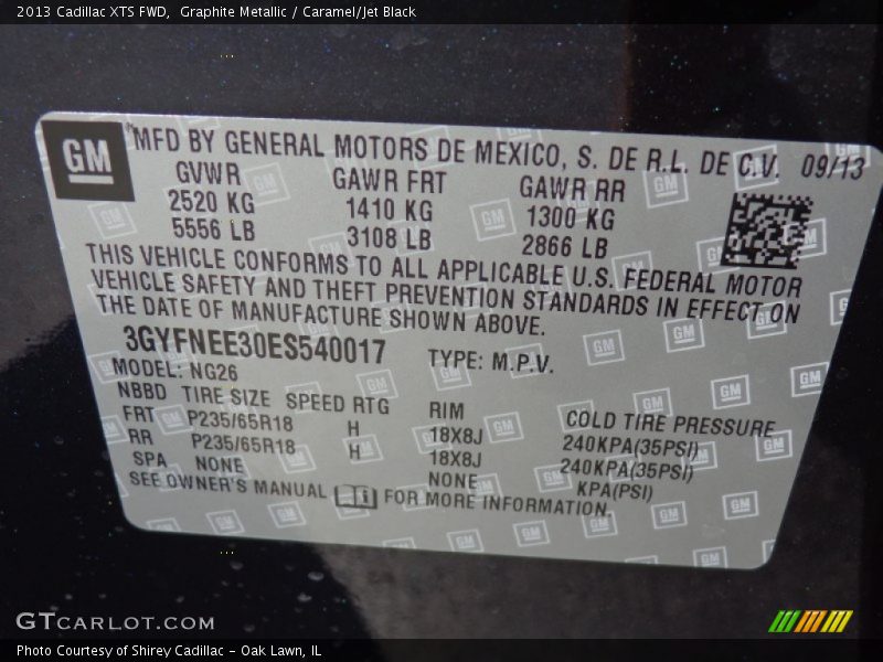 Graphite Metallic / Caramel/Jet Black 2013 Cadillac XTS FWD