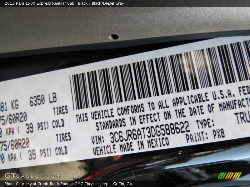 Black / Black/Diesel Gray 2013 Ram 1500 Express Regular Cab