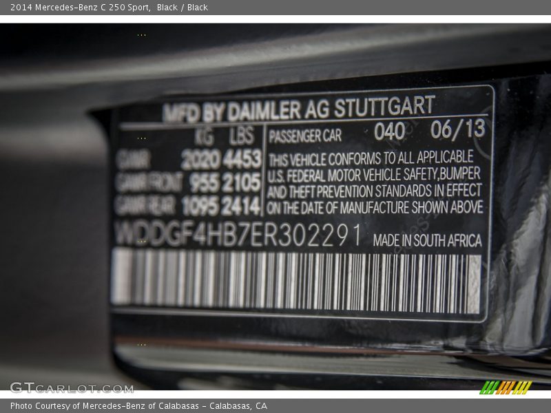 Black / Black 2014 Mercedes-Benz C 250 Sport