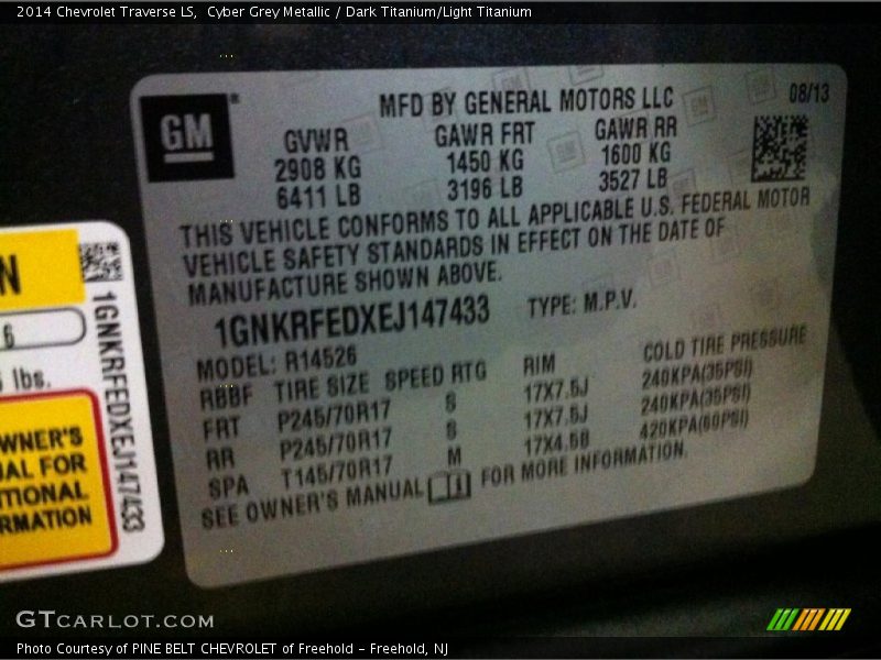 Cyber Grey Metallic / Dark Titanium/Light Titanium 2014 Chevrolet Traverse LS